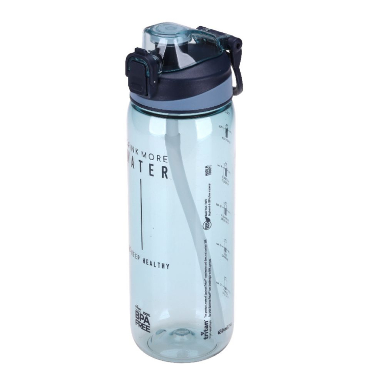 Butelka sportowa TRITAN 630ml ze słomką niebieski RAVI